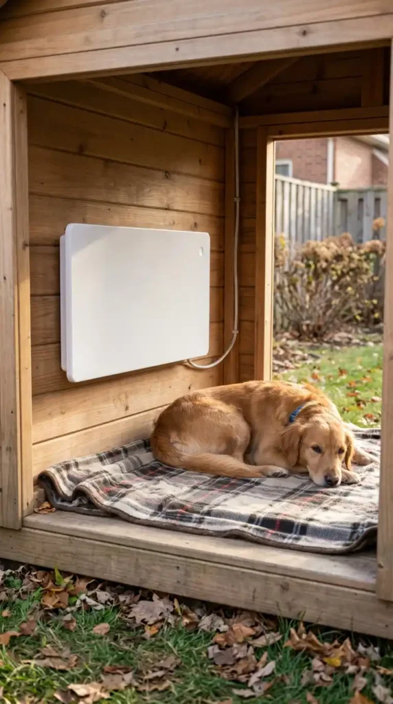 Dog house heater on wall