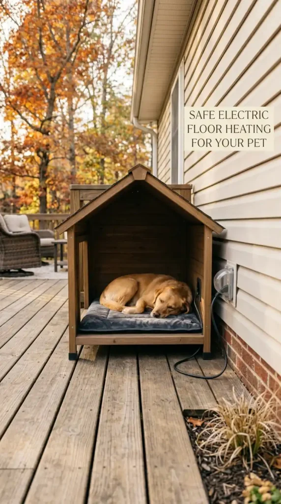 Dog lying on heated pad