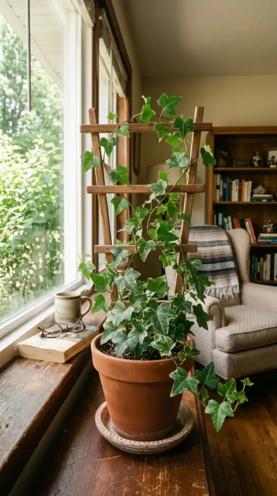 English ivy climbing American home