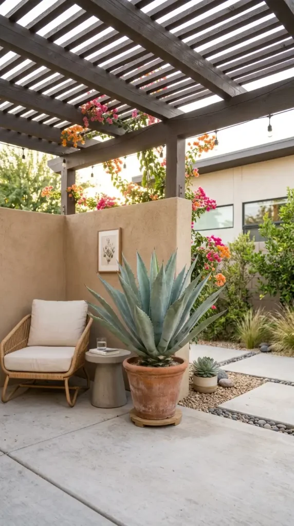 Fake agave plant patio