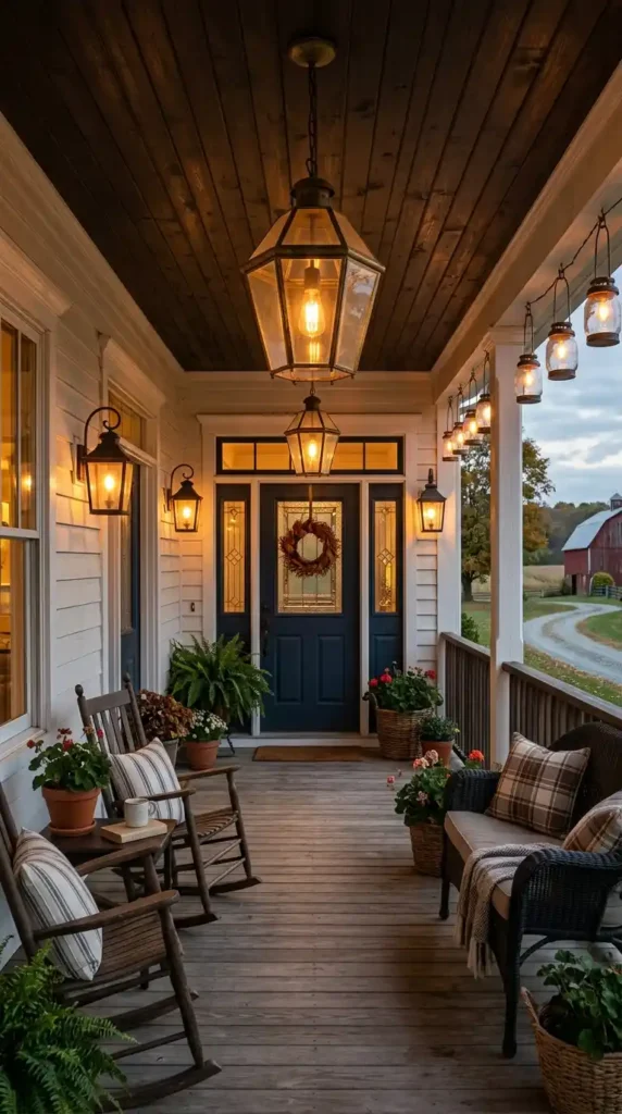 Farmhouse porch vintage lanterns