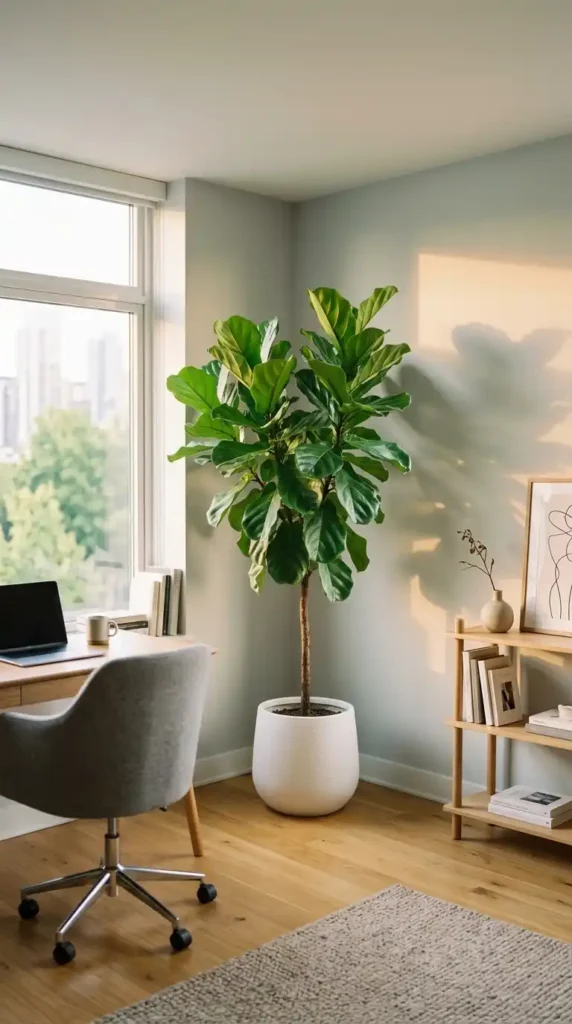 Fiddle leaf fig in office