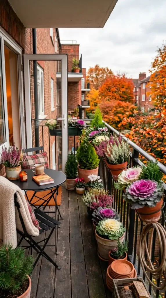 Flat balcony autumn plants