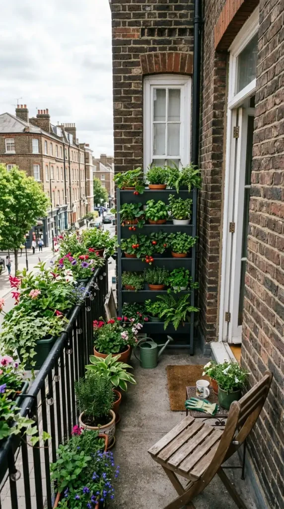 Flat balcony with planter tower