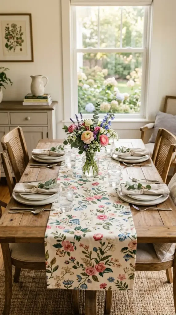 Floral table runner dining room