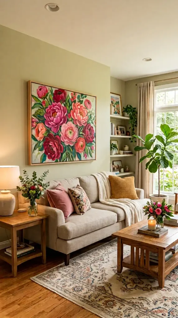 Floral wall art living room