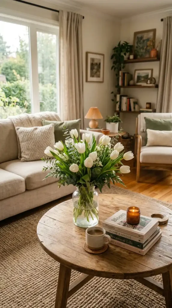 Flowers on coffee table