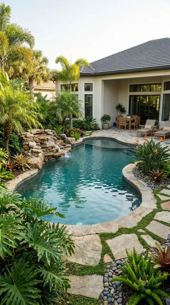Freeform lagoon pool tropical