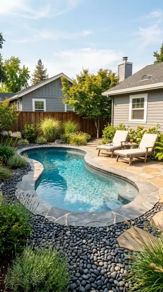 Freeform pool pebble border