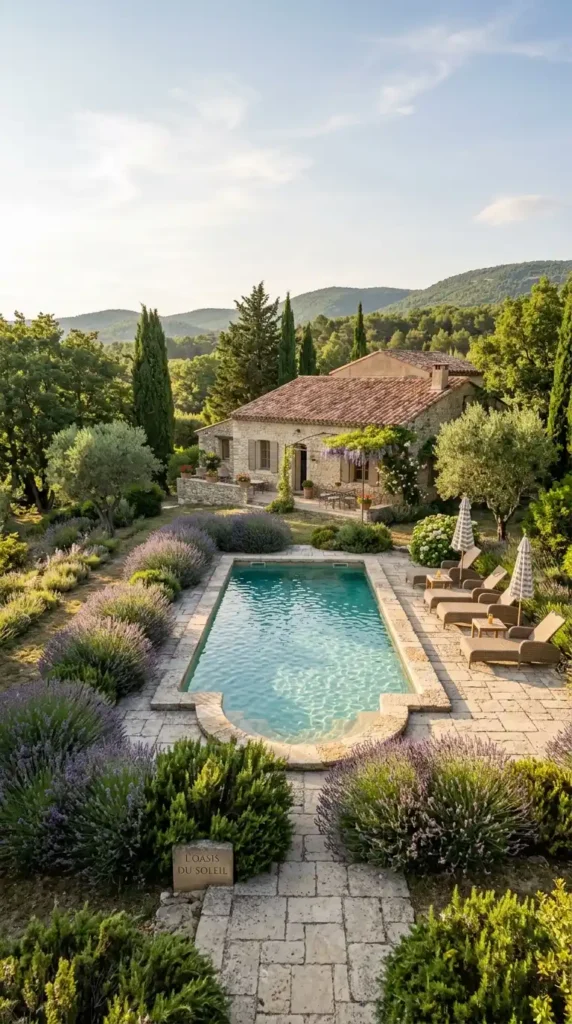 French country pool Roman
