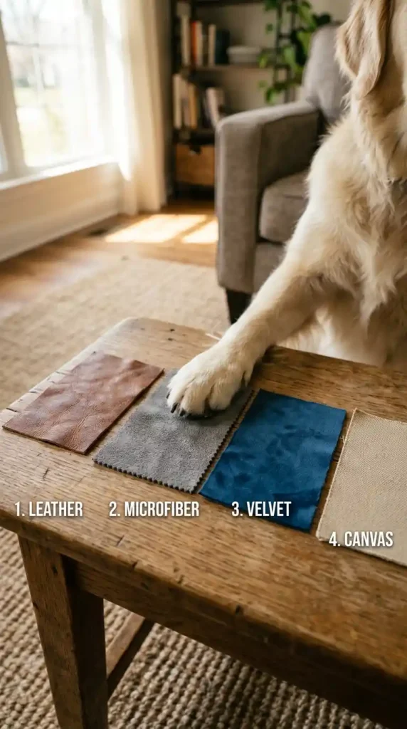 Furniture fabric comparison dog paw