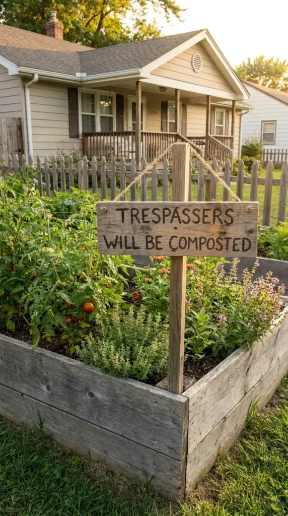 Garden sign funny message