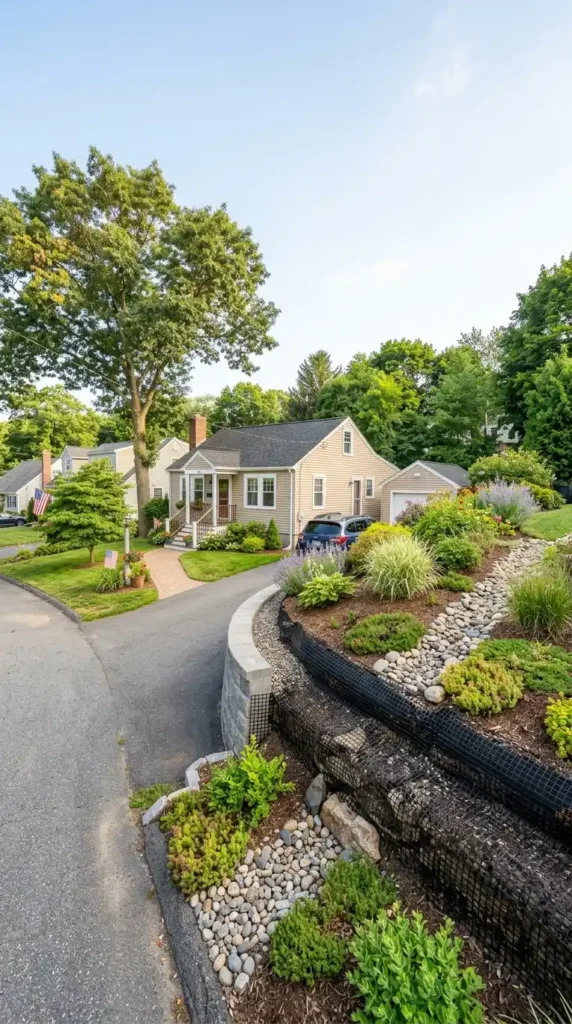 Geogrid retaining wall driveway