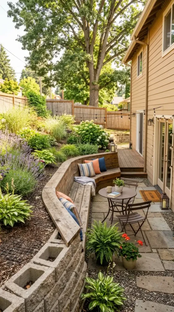 Geogrid retaining wall patio