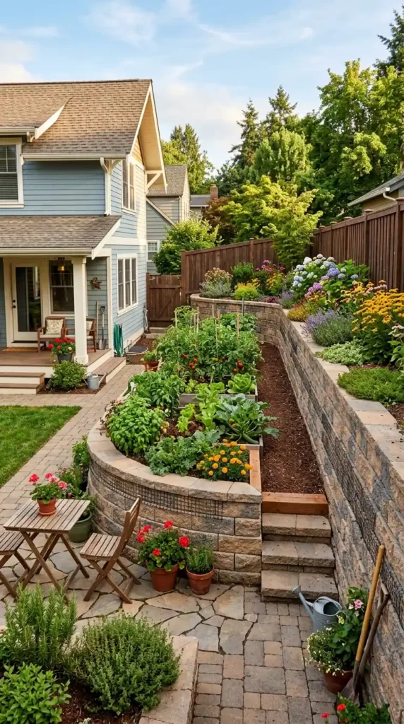 Geogrid retaining wall small yard