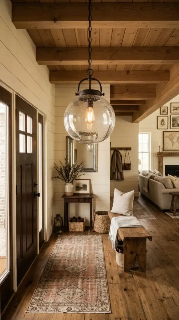 Globe pendant light entryway