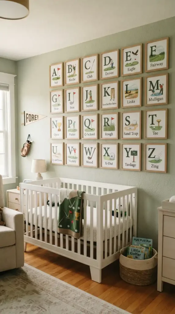 Golf alphabet prints nursery wall