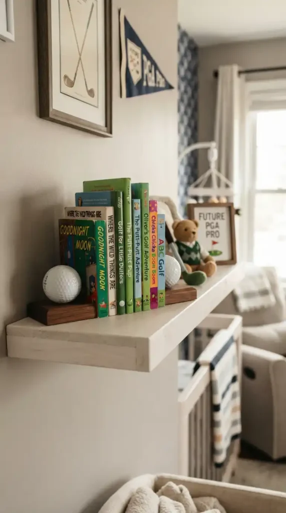 Golf ball bookends holding books