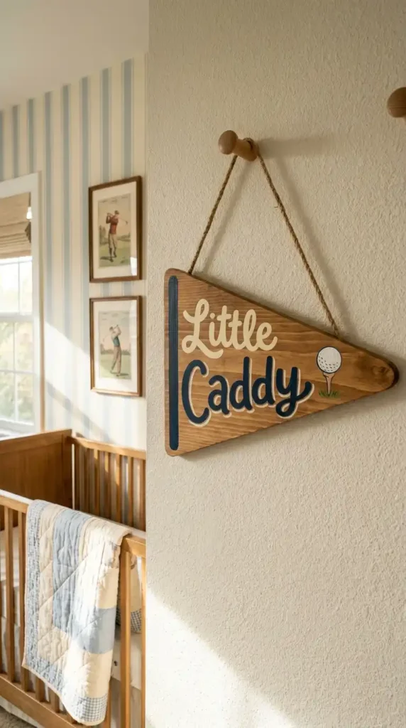 Golf flag nursery name sign