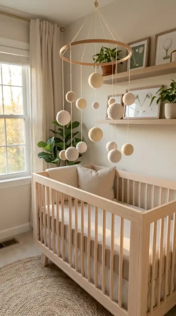 Golf mobile above crib