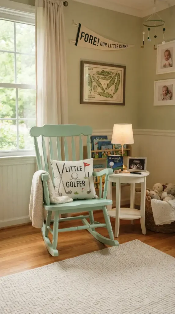 Golf themed nursery rocking chair