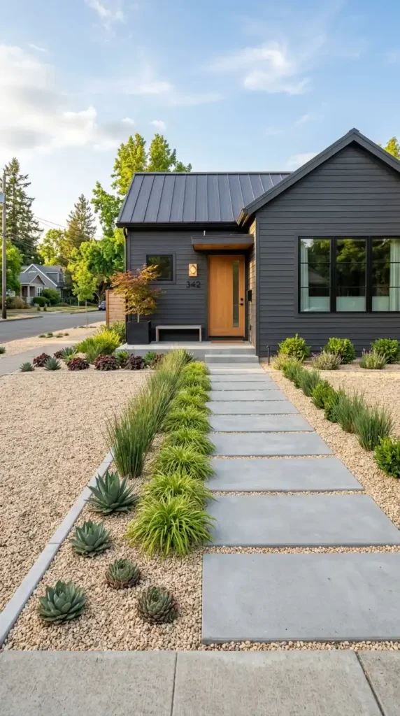 Gravel garden front yard curb