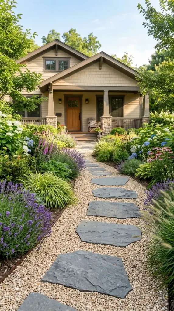 Gravel garden stepping stone path