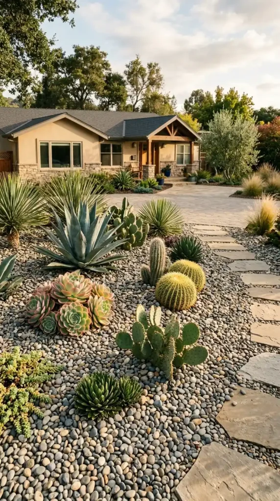 Gravel garden succulent display