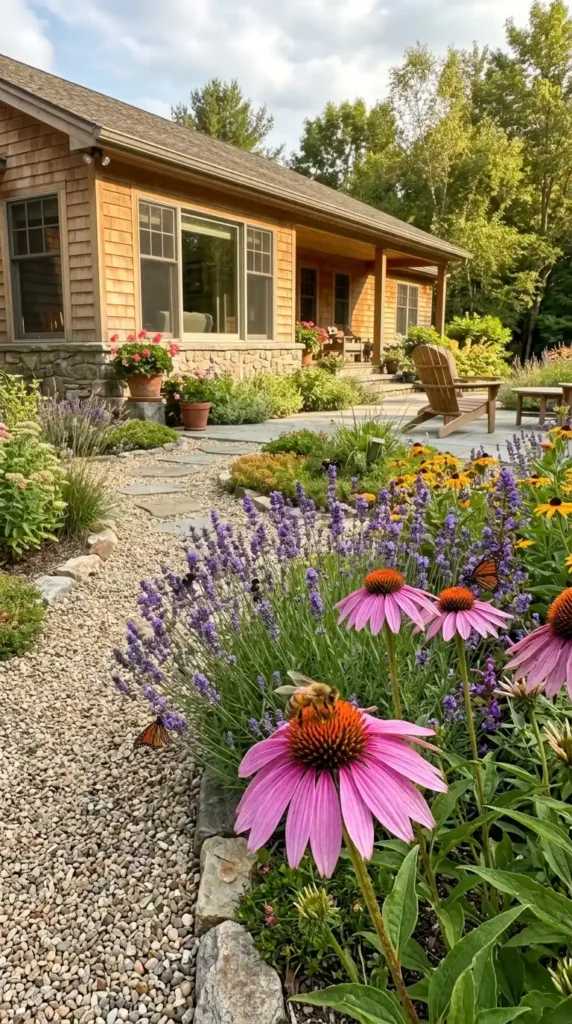 Gravel garden with bee-friendly