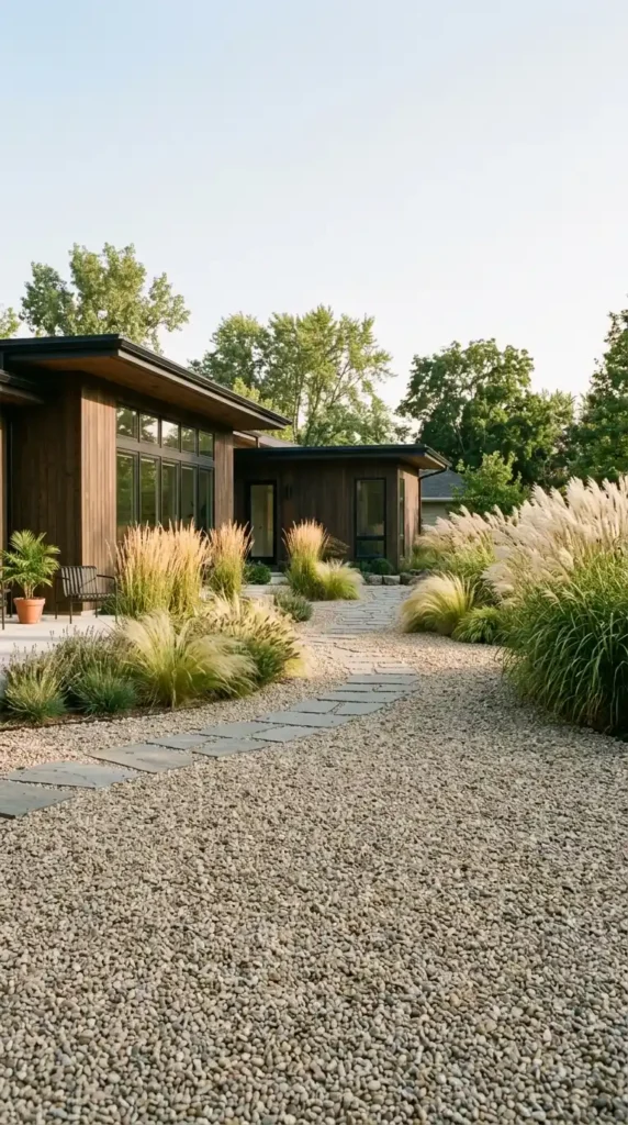 Gravel garden with ornamental