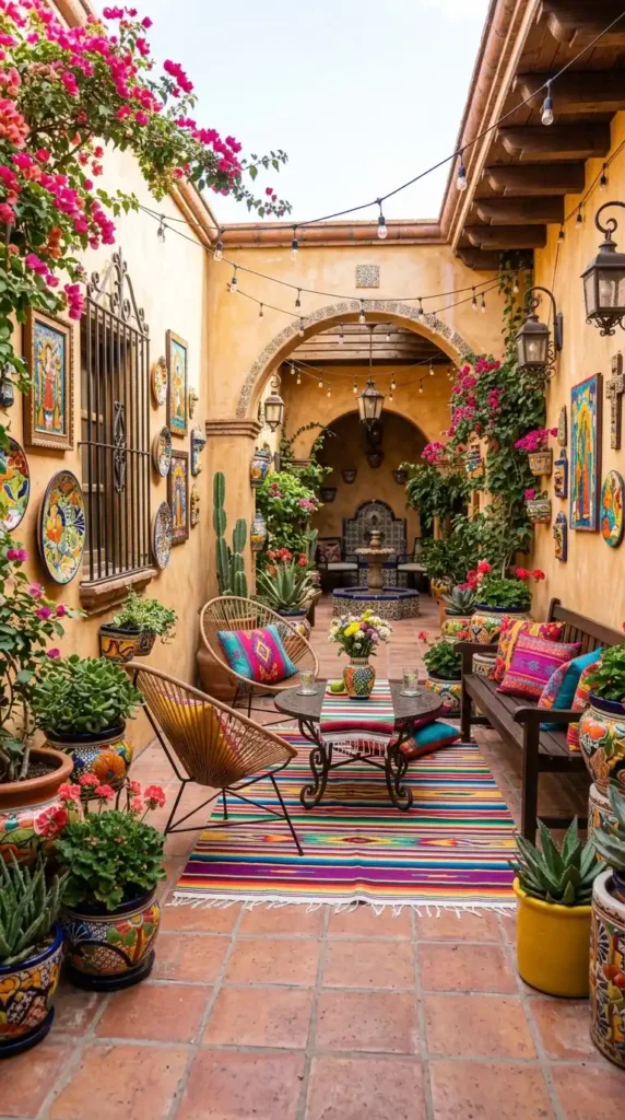 Hacienda patio with colorful
