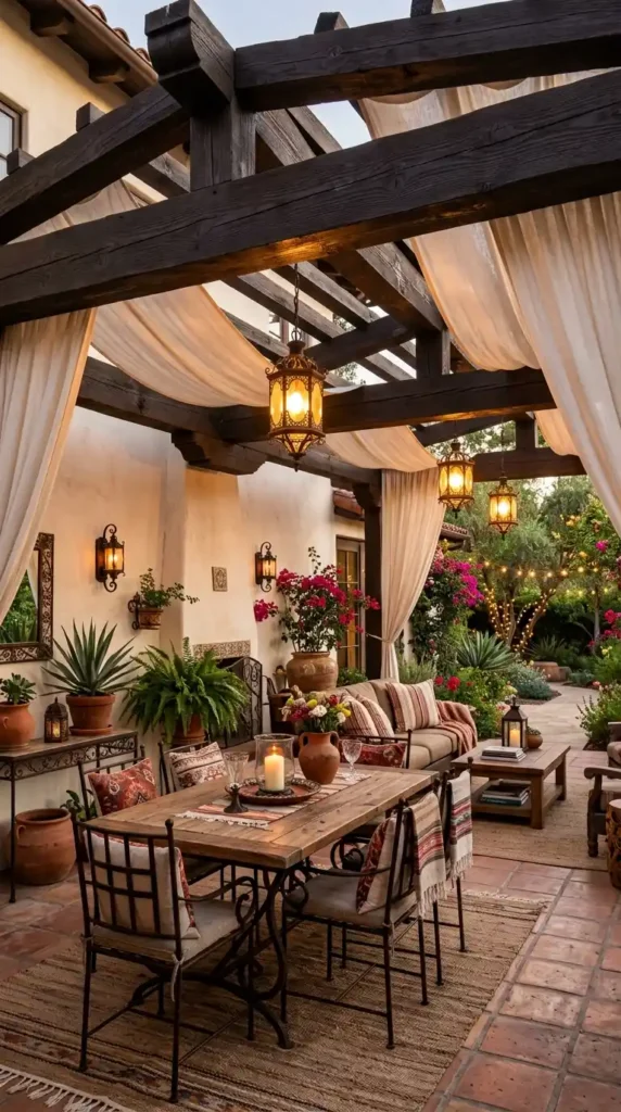 Hacienda patio wooden beams