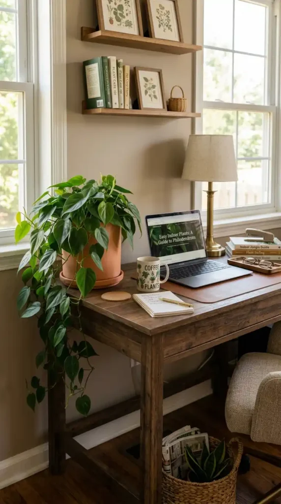 Heartleaf philodendron on desk