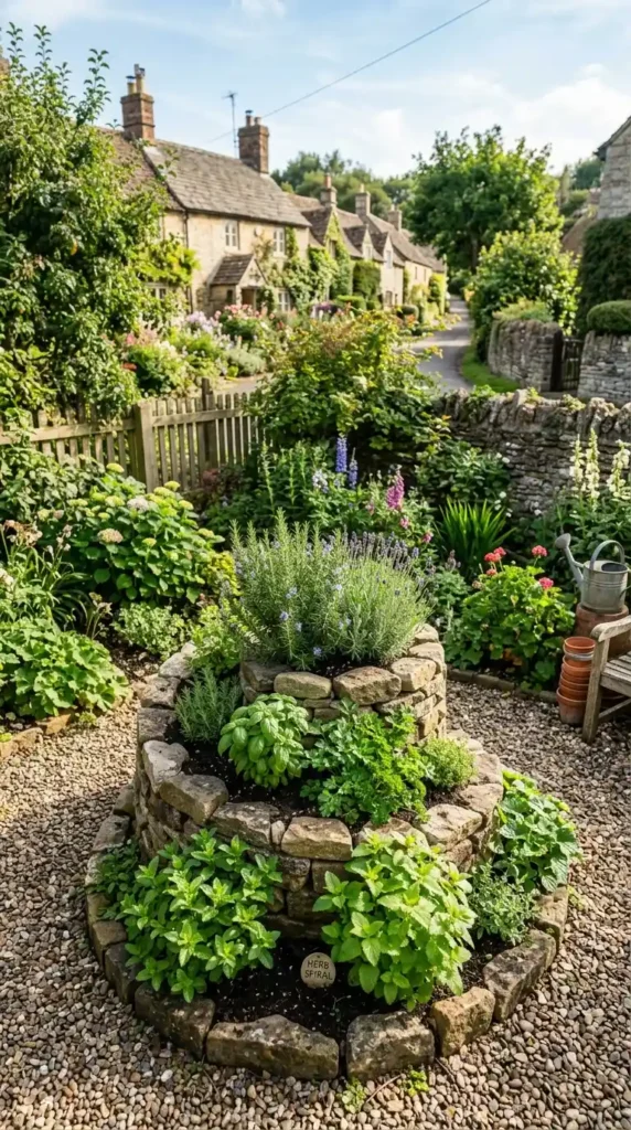 Herb spiral garden with herbs