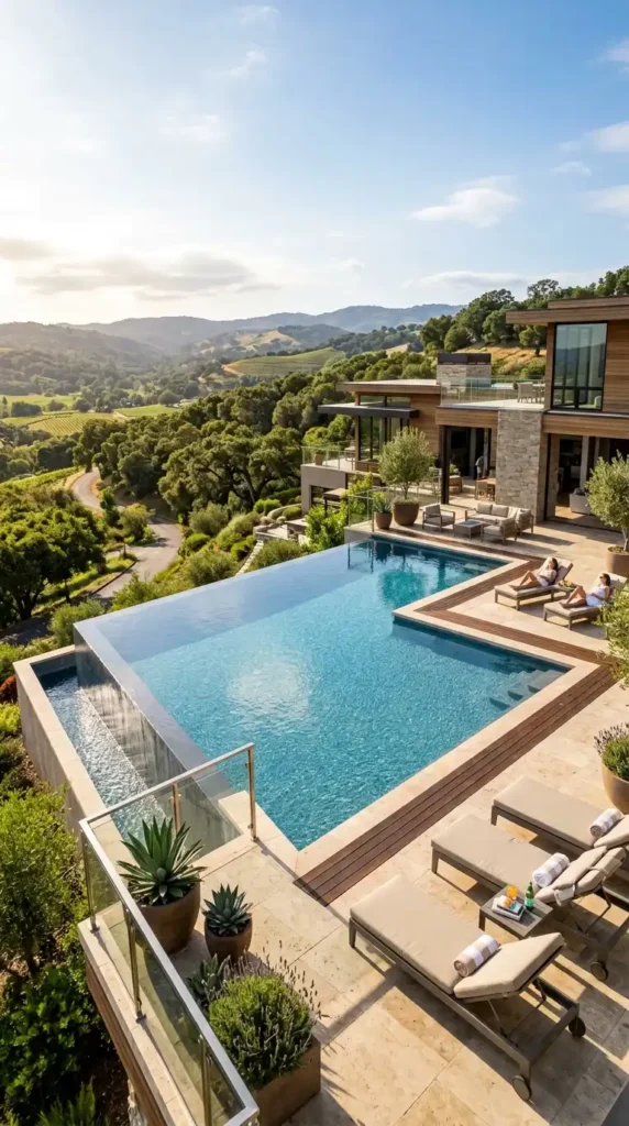 Infinity pool two-sided corner plot