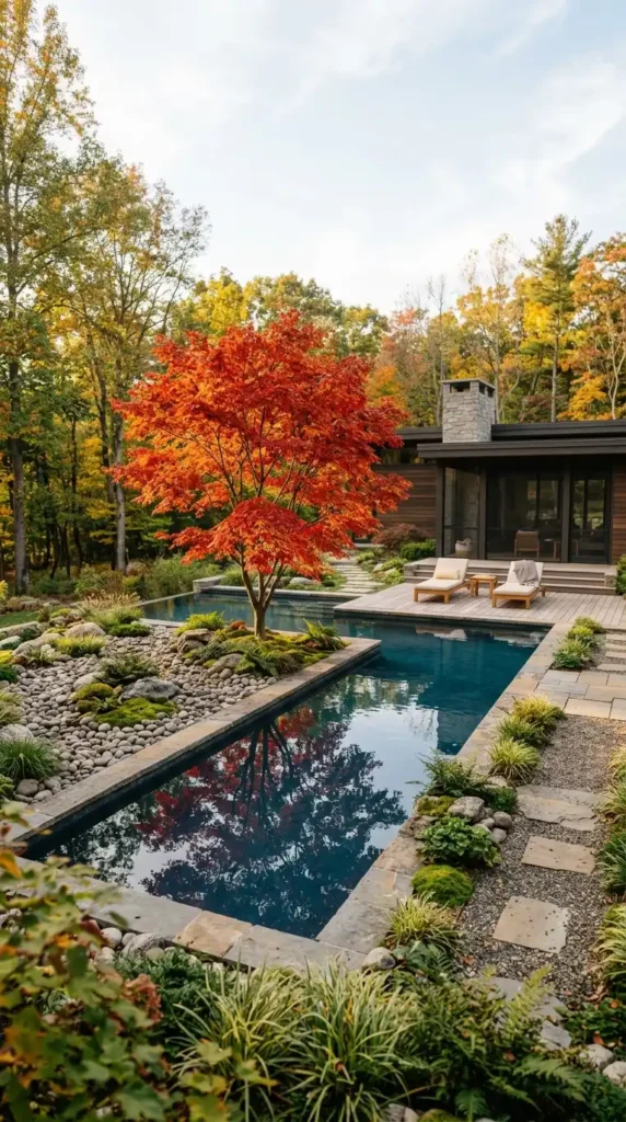 Japanese maple fall color pool