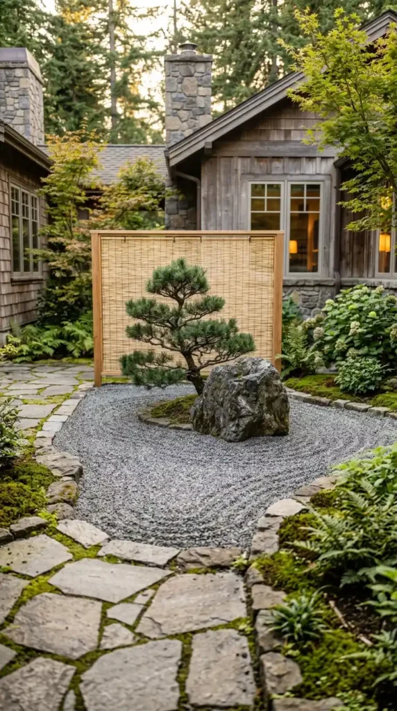Japanese rock garden pine gravel