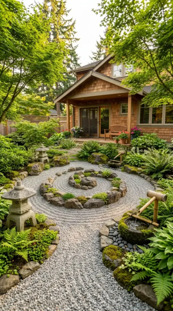 Japanese rock garden spiral focal