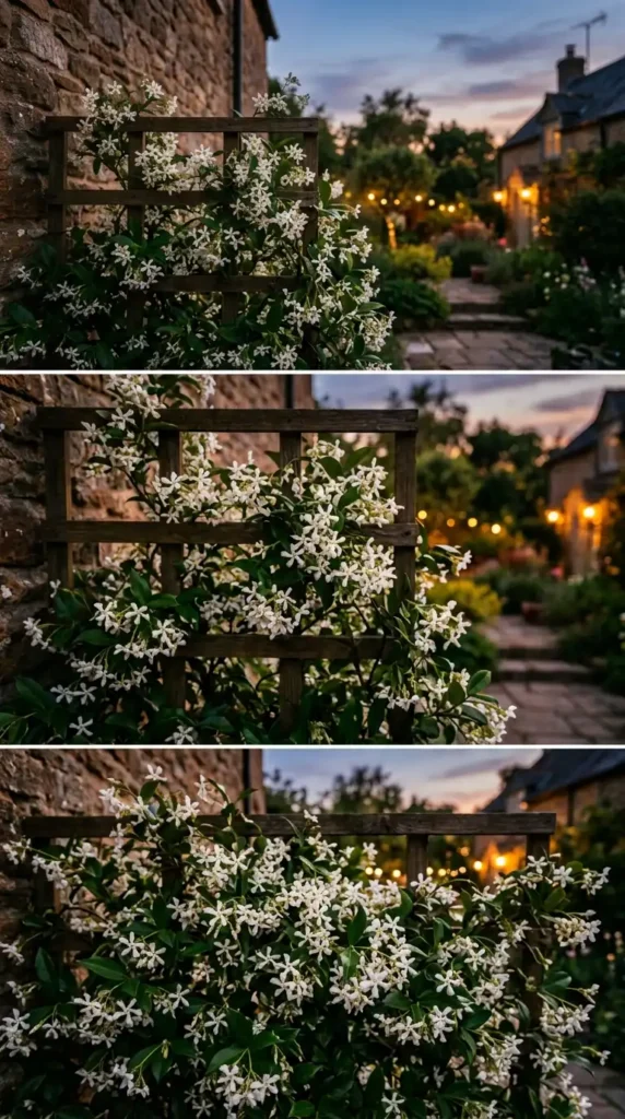 Jasmine flowers on trellis