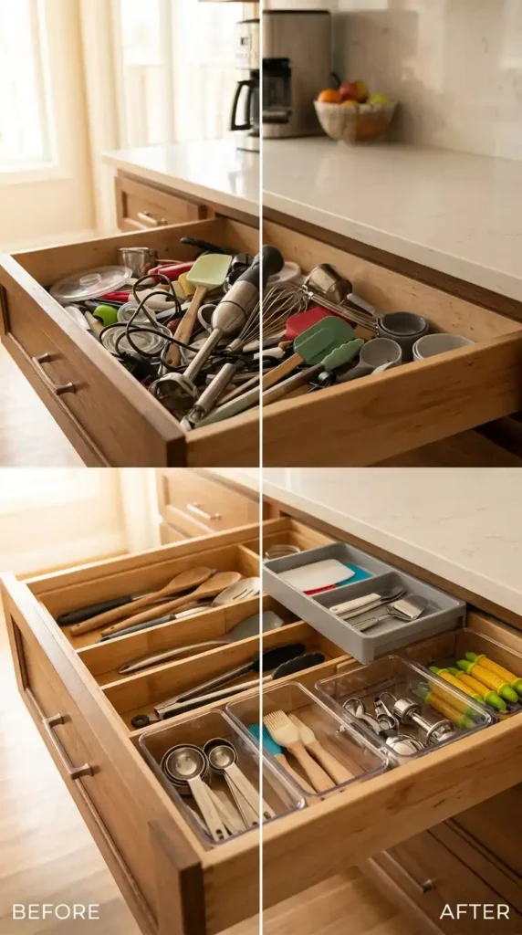 Kitchen drawer organizer divider