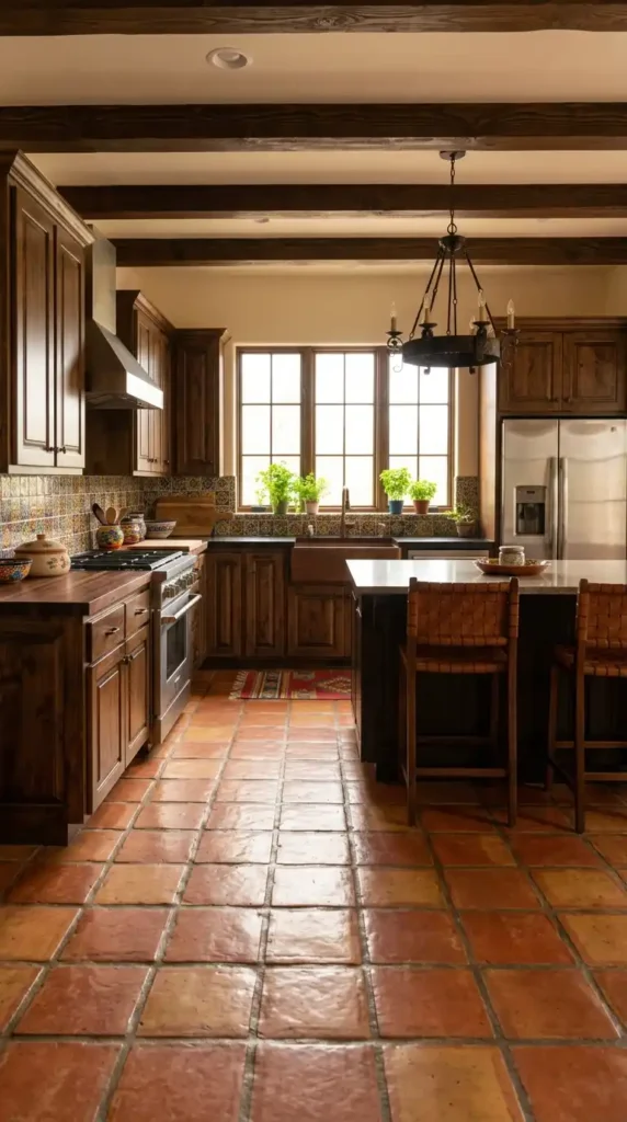 Kitchen with Saltillo tile floors