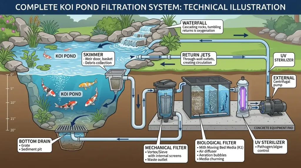 Koi pond filtration system