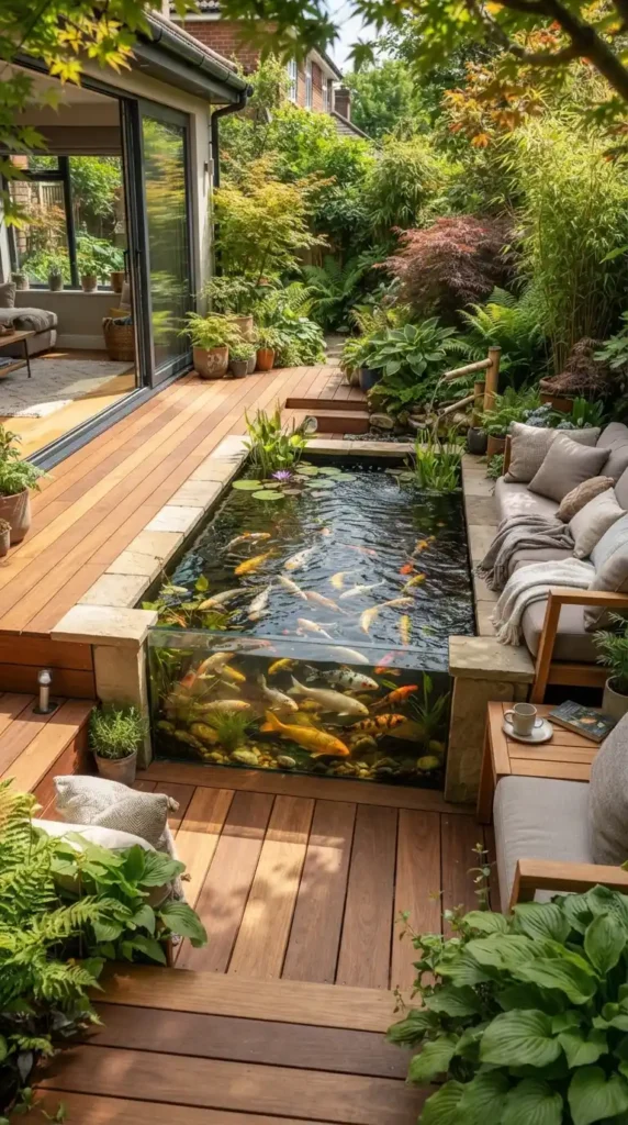 Koi pond integrated deck design