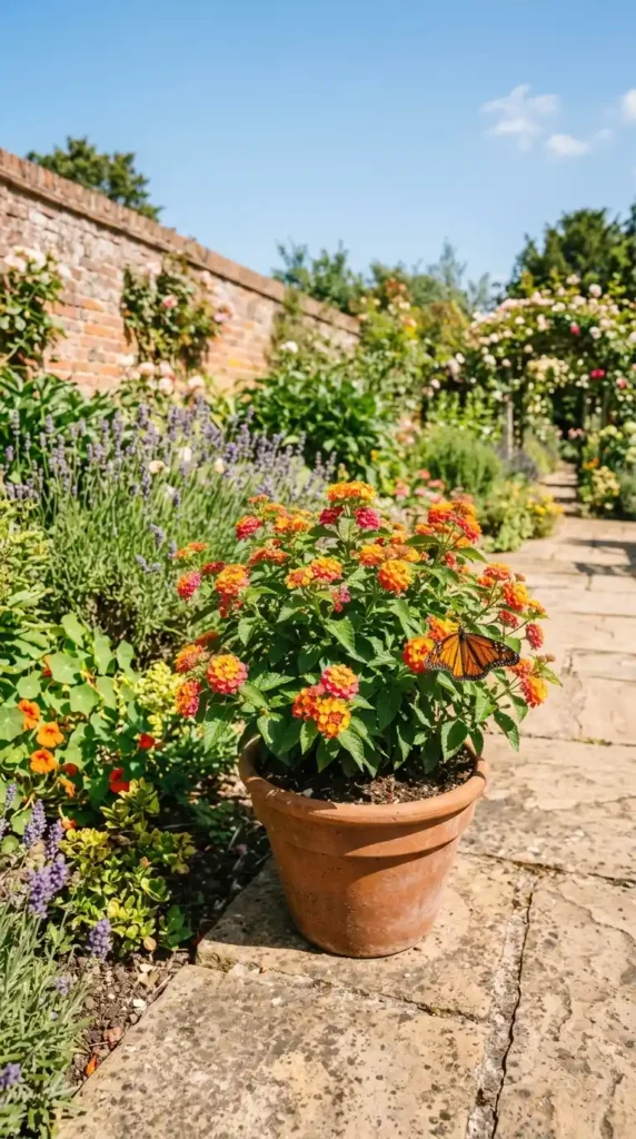 Lantana plant with colorful flower