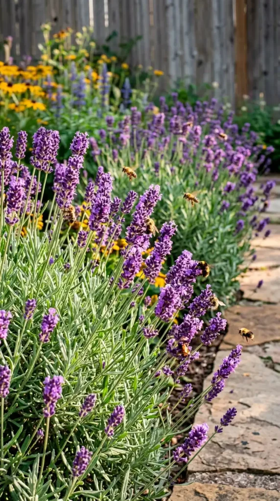 Lavender garden with bees