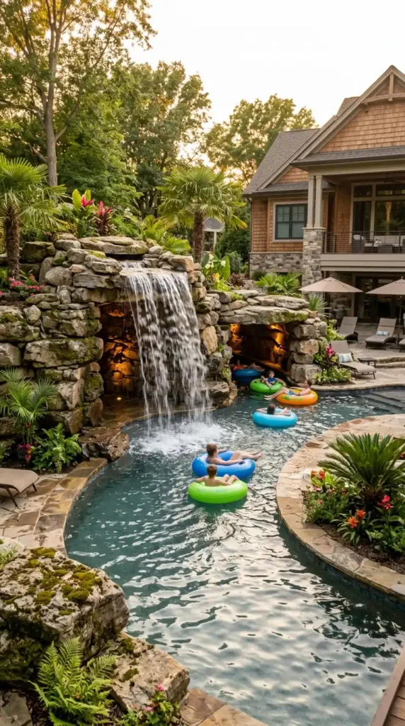 Lazy river pool grotto cave