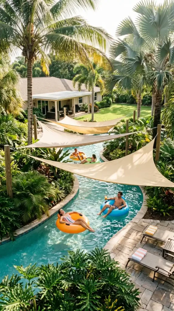 Lazy river pools tropical