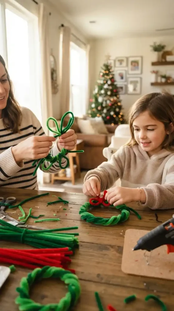 Making mini wreaths from pipe