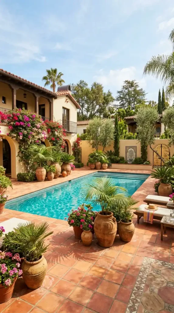 Mediterranean pool terracotta