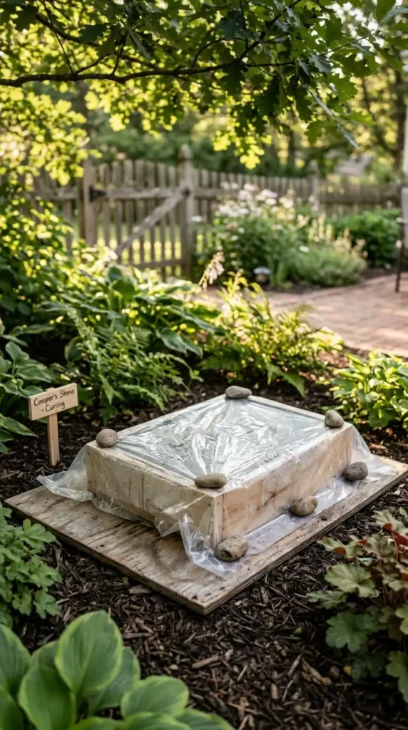 Memorial stone curing process